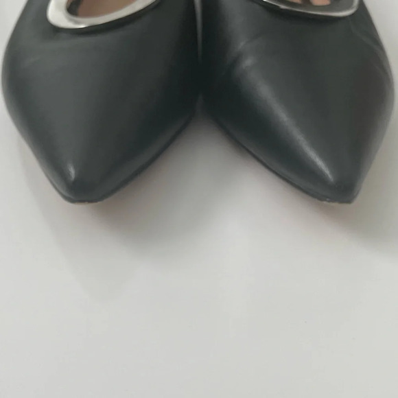 H&M Leather Black Metal Metal Ring Flats Size 7 - Picture 6 of 11